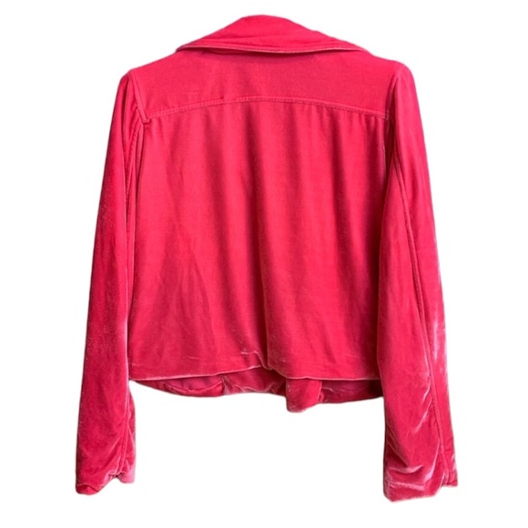 Forever 21 Hot Pink Velour Moto Jacket Sz S - Picture 10 of 12